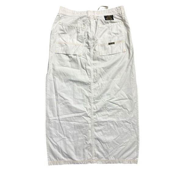 VTG Y2K Lucky Brand 100% COTTON Cargo Long Skirt Sz 12/31 Ivory Long Side Slit - Picture 3 of 16